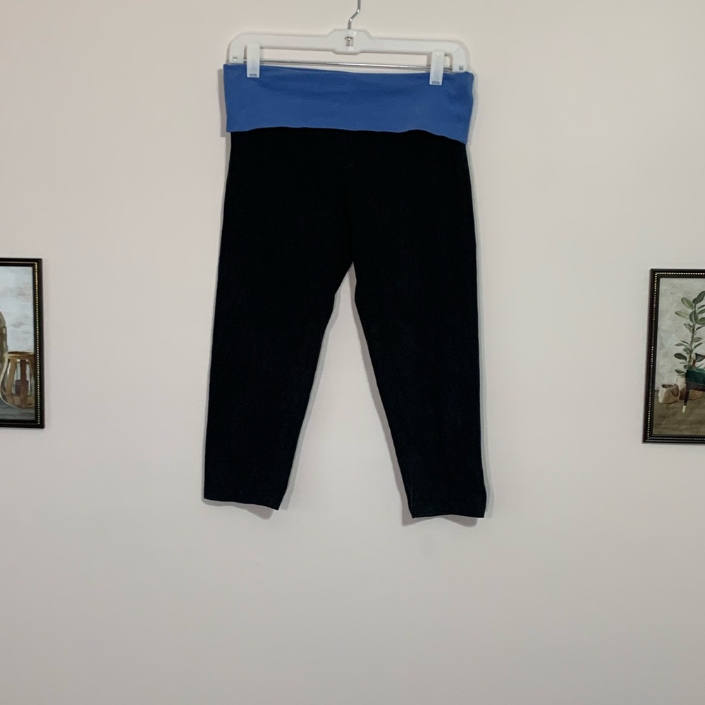 Cropped PINK Fold-Over Waistband Yoga Pants